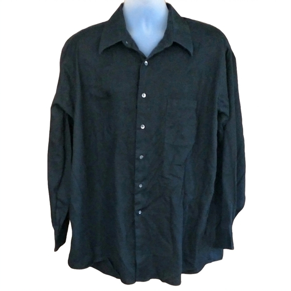 DKNY Black Button Down Shirt with Front Pocket - Picture 1 of 5